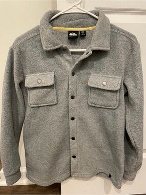 Quiksilver Gray Fleece Snap-Front Shirt Jacket